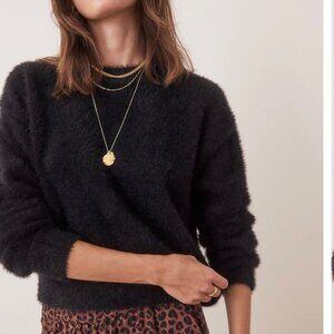 Marine Lyer Eyelash Cropped Black  Crewneck Sweater Brand New